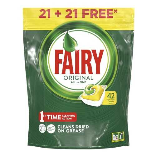 Капсулы для посудомоечной машины Fairy Original All In One Лимон 21+21 (42 штуки) в Зара Хоум