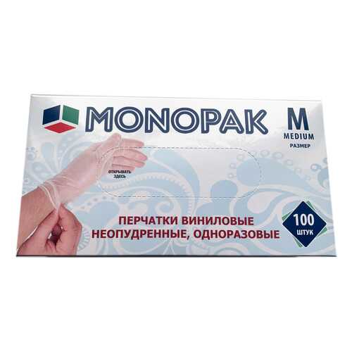 Перчатки Monopak виниловые неопудренные бесцветные M 100 шт 50 пар в Зара Хоум