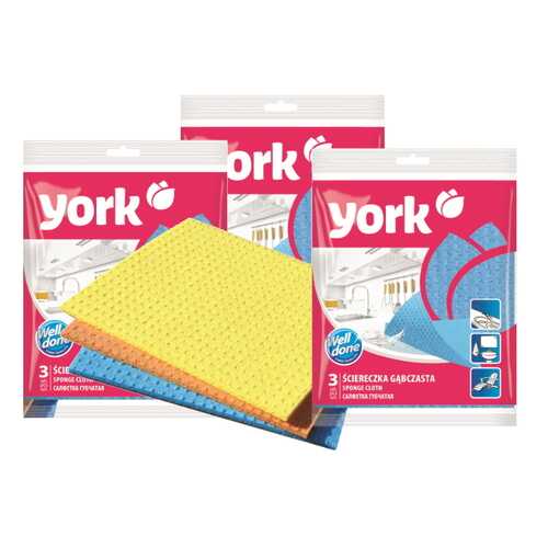 YORK Салфетка YORK (Губч. клетка) 3 шт (набор из 3 штук) в Зара Хоум