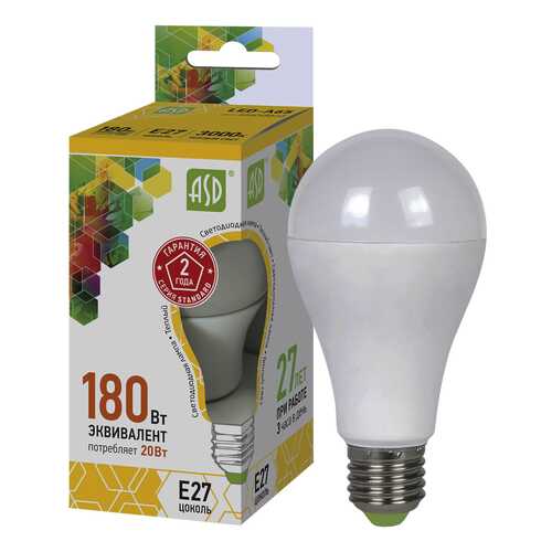 Эл,лампа ASD LED-A60-20W Е27 3000 1800Лм в Зара Хоум